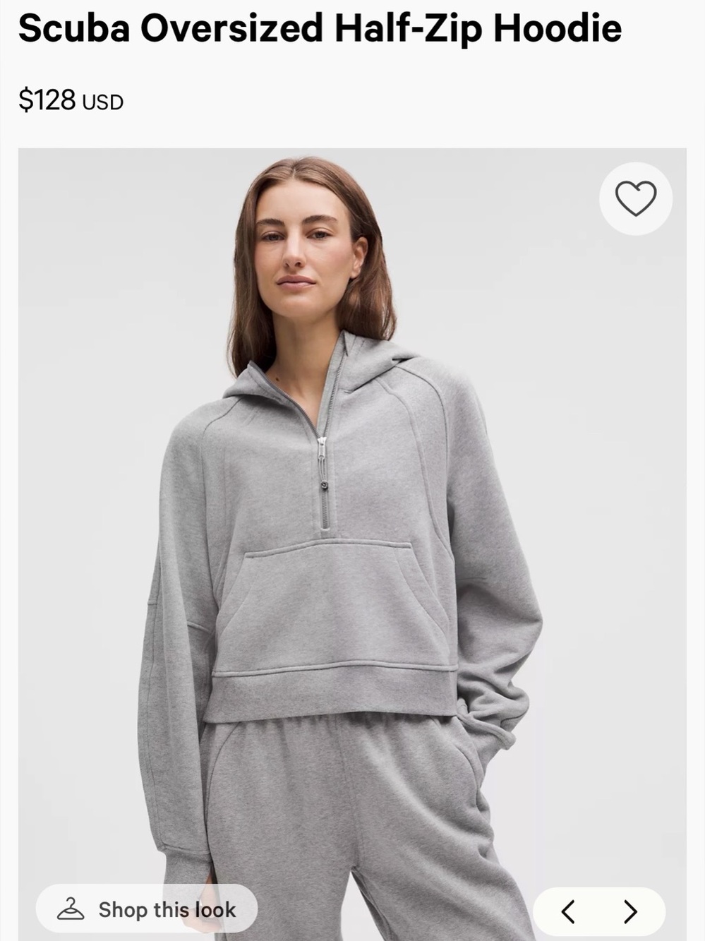 lululemon athletica Light Gray Half-Zip Oversized Hoodie